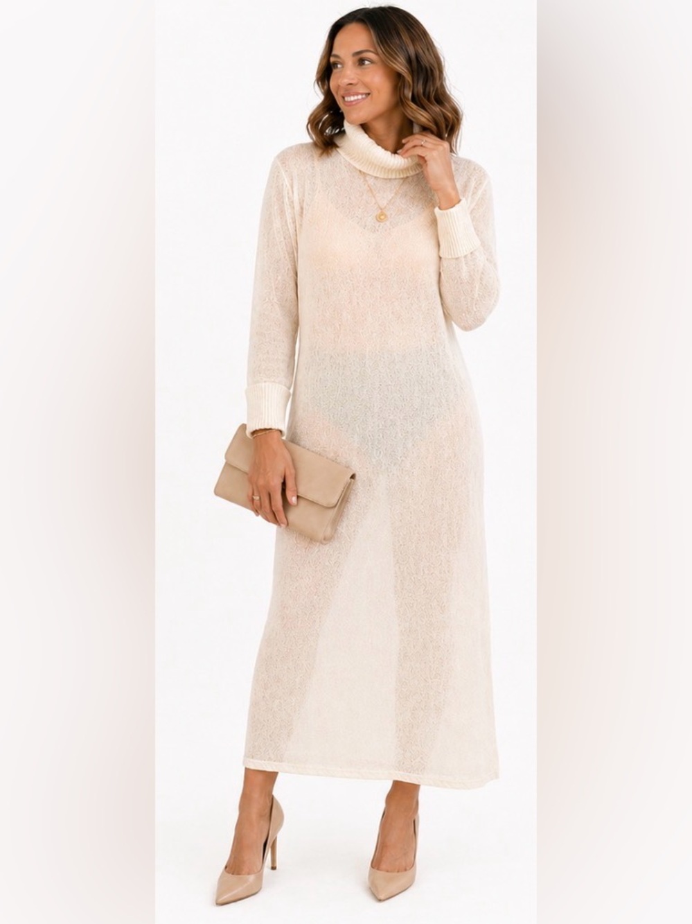 ZARA Sheer Knit Turtleneck Dress – XS (Fits XS–S)
Brand New With Tags